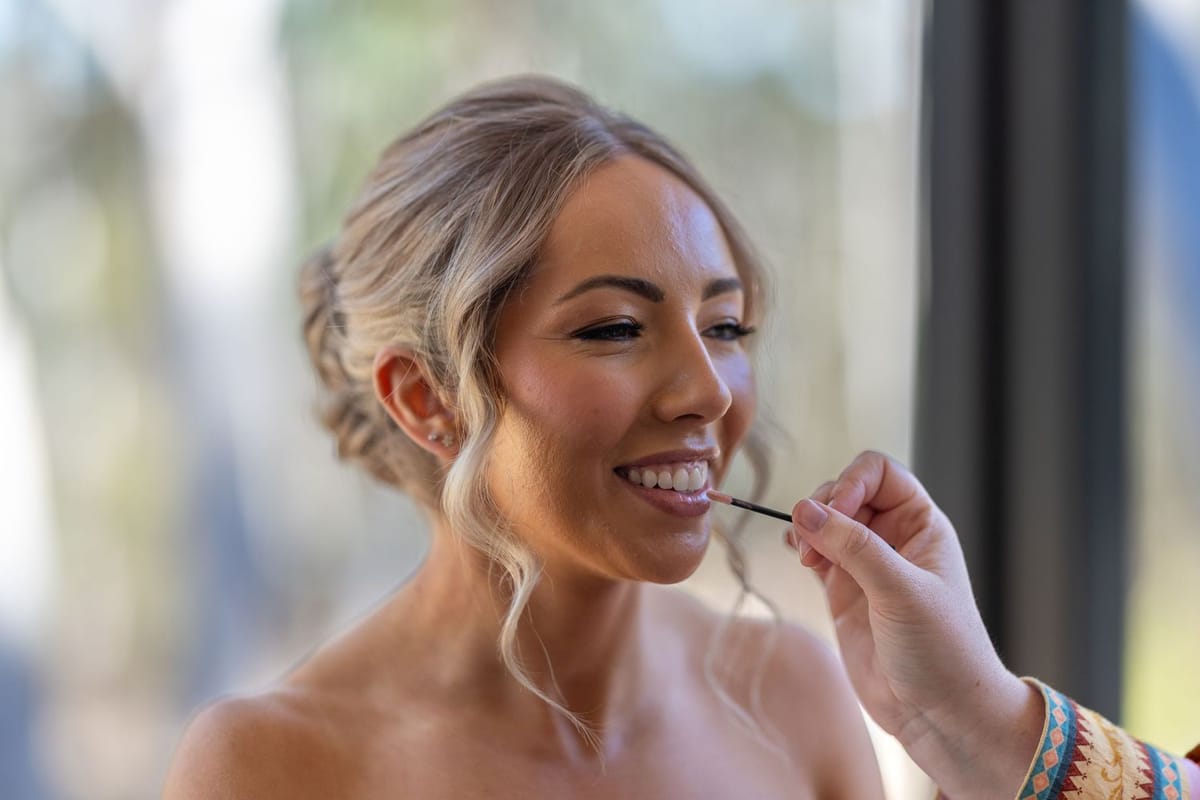 Bride getting ready makeup — photographed at Maya Sanctuary, Blue Mountains