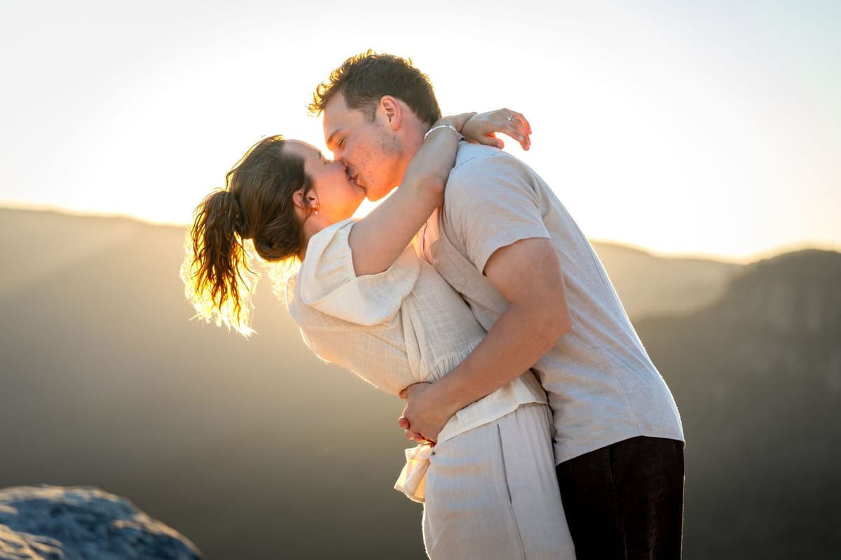 Sunset embrace — photographed at Lincoln's Rock, Wentworth Falls