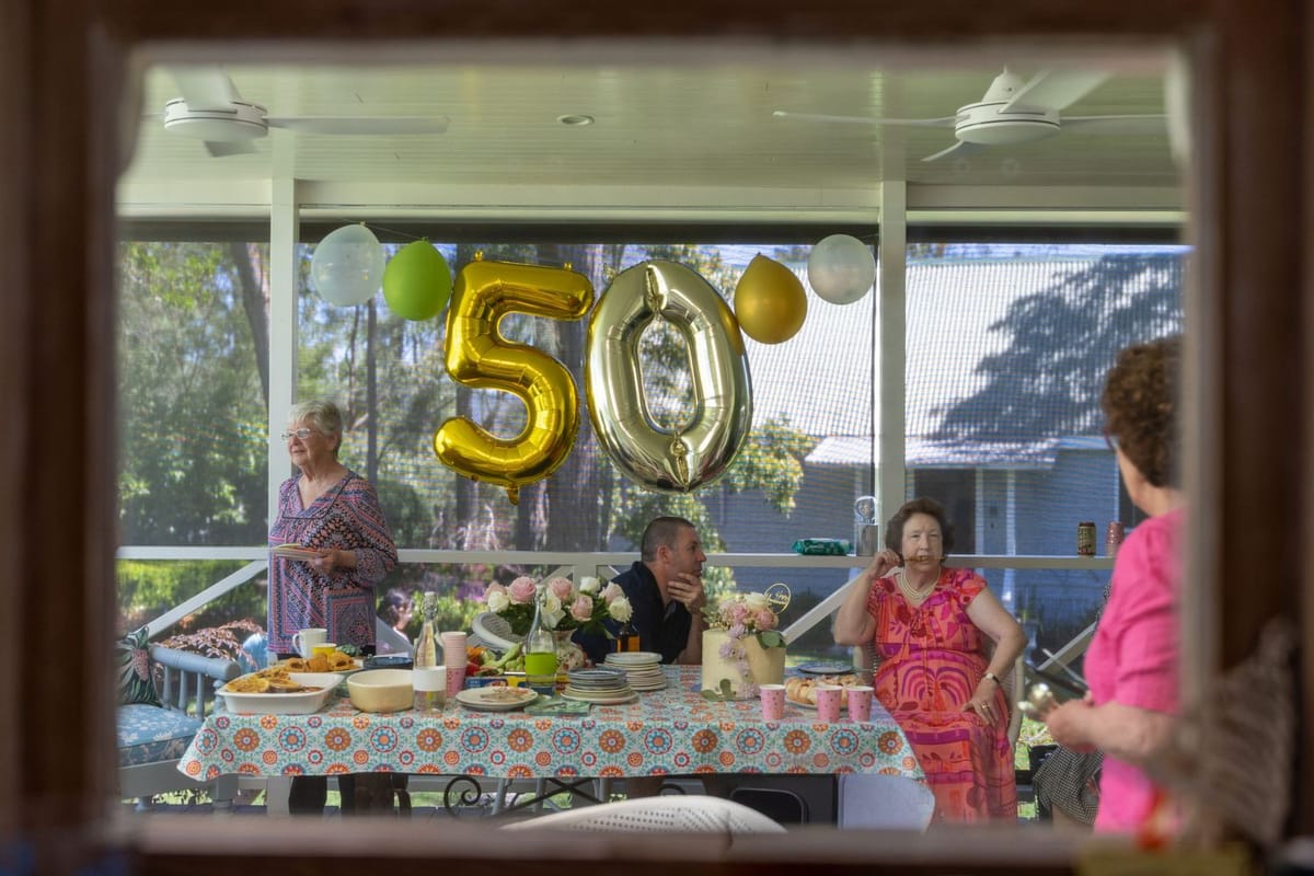 Gold balloons kitchen — photographed at Glenbrook, Blue Mountains