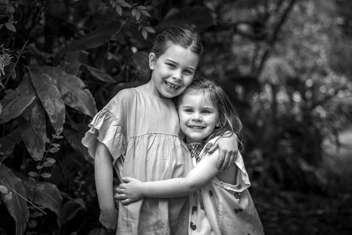 Siblings (black and white) — photographed at Woodford Reserve, Woodford