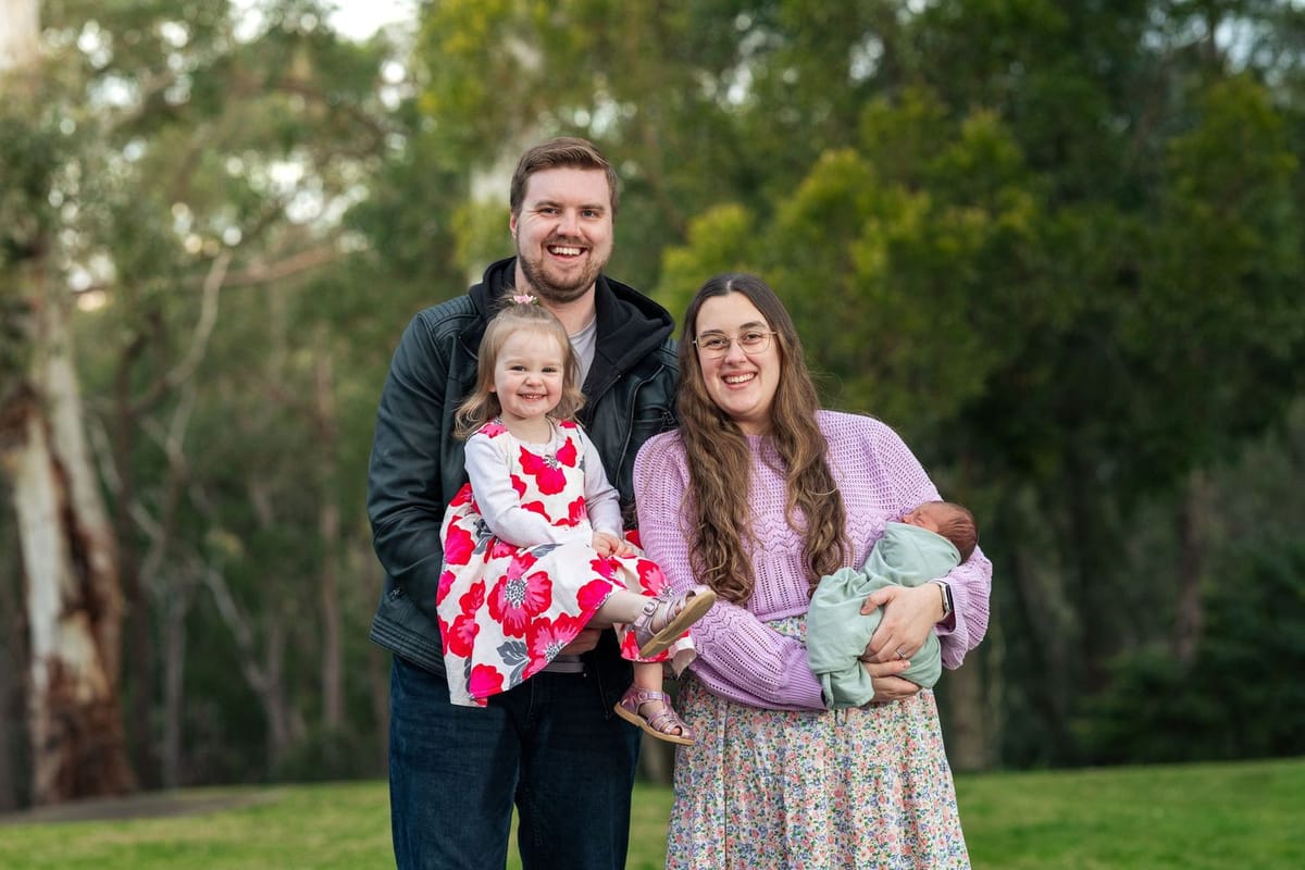 Jacob and Mim with their family at home in Hazelbrook