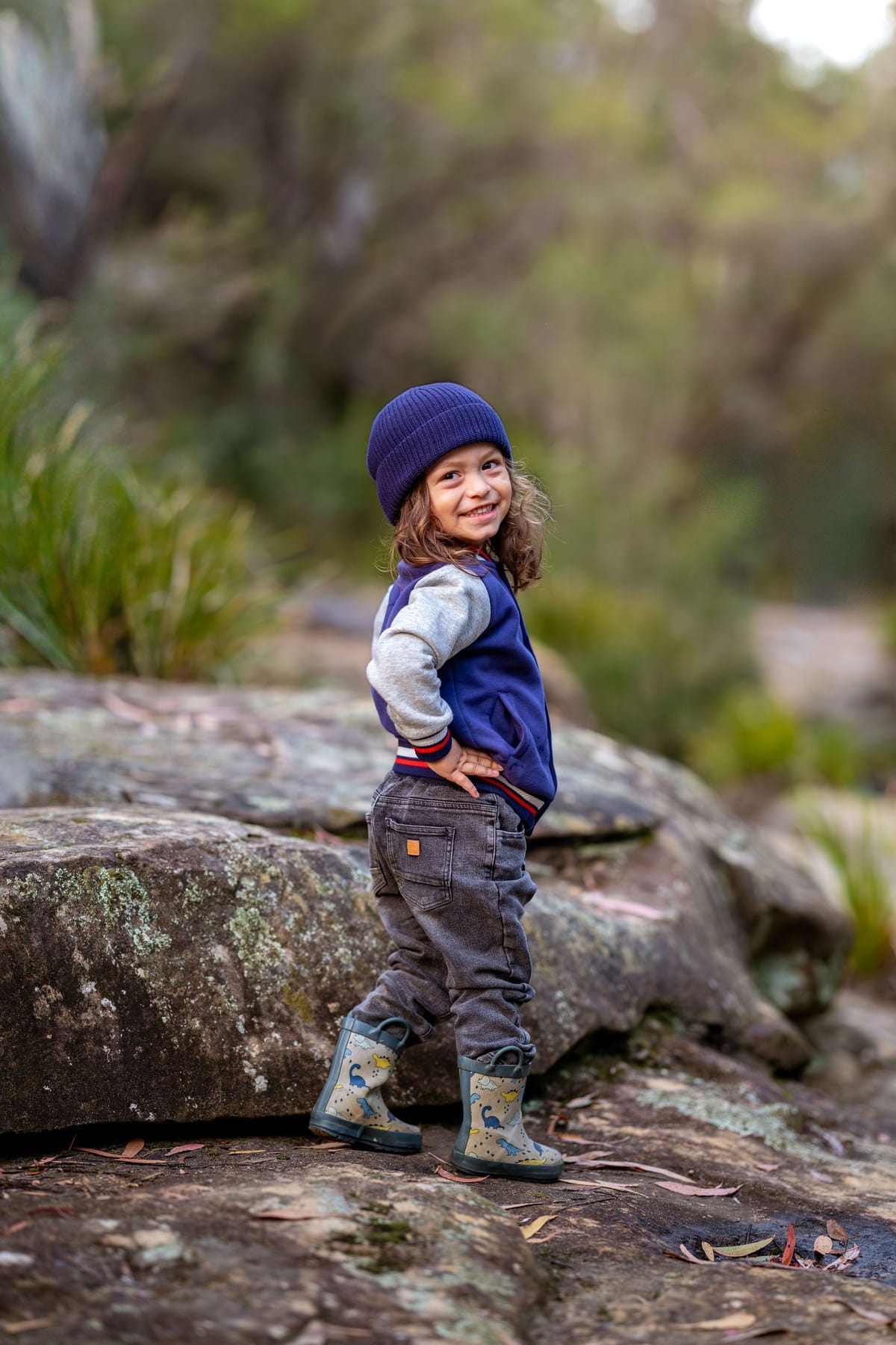 Toddler beanie rocks — photographed at Maya Sanctuary, Blue Mountains