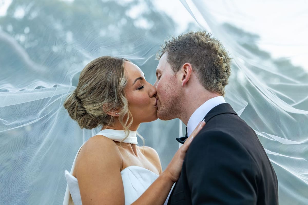 Veil kiss — photographed at Lawson Park, Hartley Vale